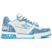 Louis Vuitton Trainer Low 'Velcro Strap - Light Blue Monogram Denim'
