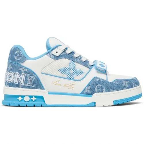 Louis Vuitton Trainer Low 'Velcro Strap - Light Blue Monogram Denim'