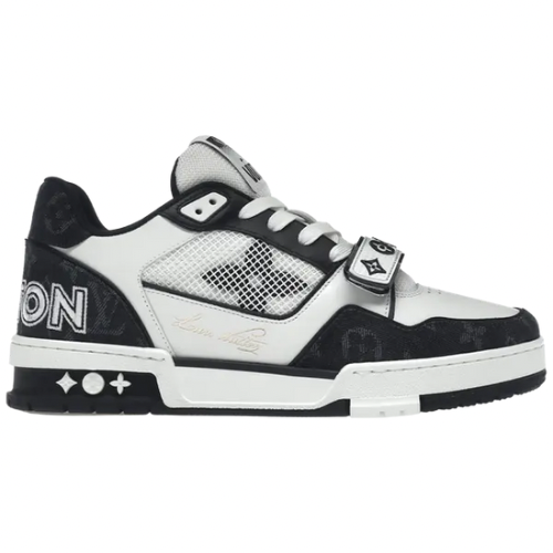 Louis Vuitton Trainer Low 'Velcro Strap - Black Monogram Denim'